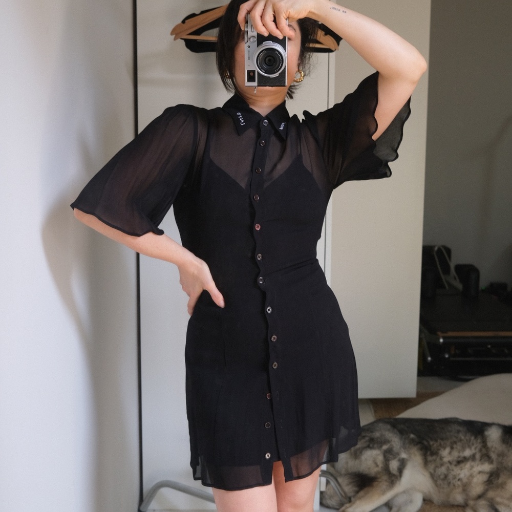 Reformation "fuckin lady" embroidered dress